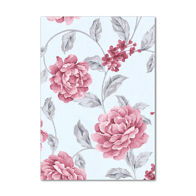 Glasbild vertikales Pfingstrosen