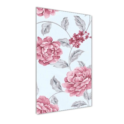 Glasbild vertikales Pfingstrosen