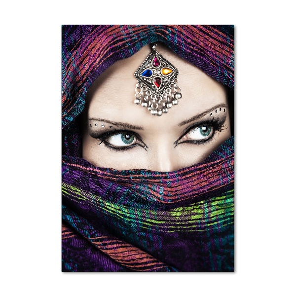 Glasbild vertikales Indische Frau