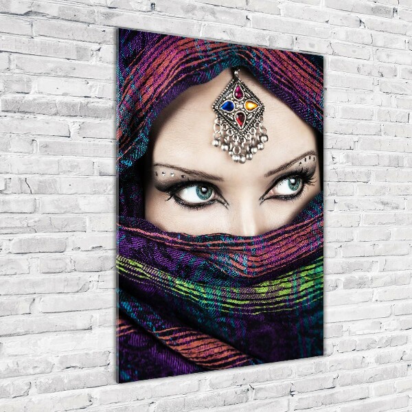 Glasbild vertikales Indische Frau