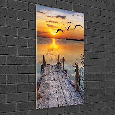 Glasbild vertikales Holzsteg