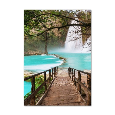 Bild aus glas vertikales Mexiko-Wasserfall