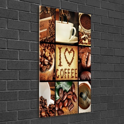 Glasbild vertikales Kaffeecollage