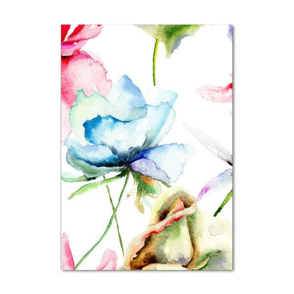 Foto auf glas vertikales Mohnblumen