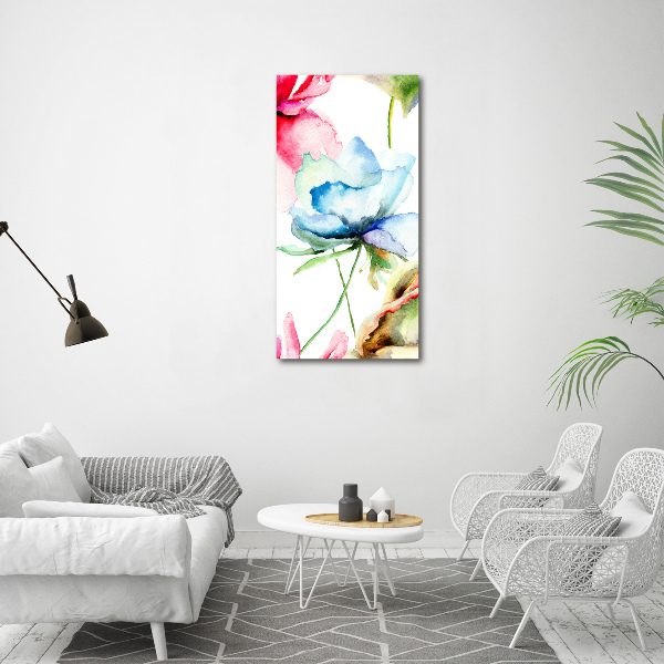 Foto auf glas vertikales Mohnblumen