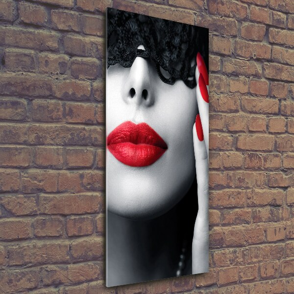 Glasbild vertikales Spitzenmaske