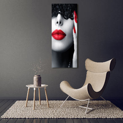 Glasbild vertikales Spitzenmaske