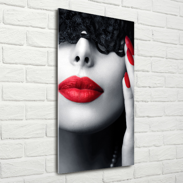 Glasbild vertikales Spitzenmaske