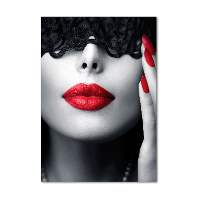 Glasbild vertikales Spitzenmaske