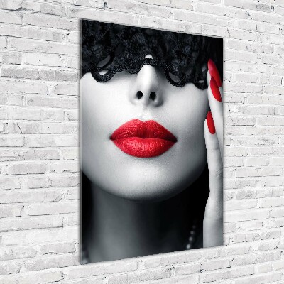 Glasbild vertikales Spitzenmaske