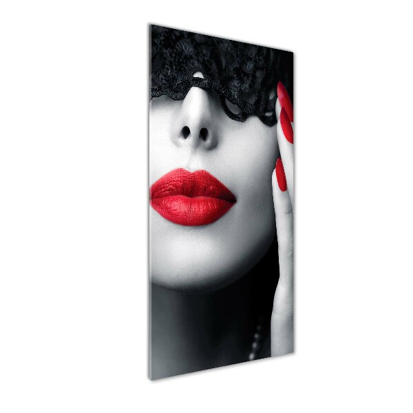 Glasbild vertikales Spitzenmaske