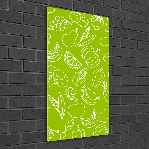 Glasbild vertikales Gemüse und Obst