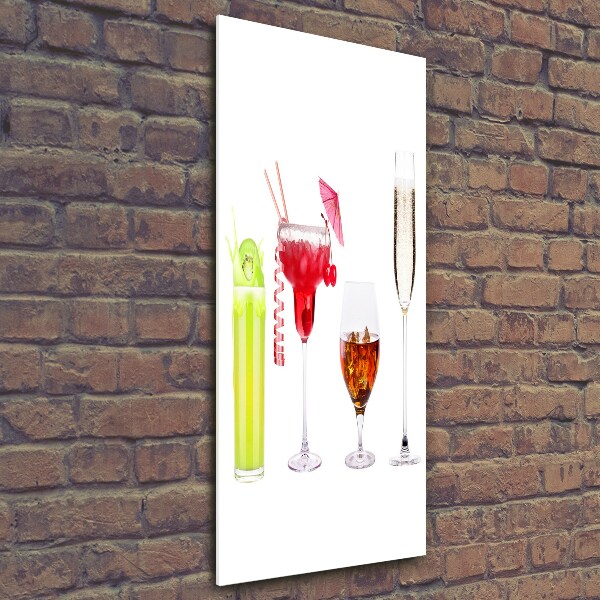 Glasbild vertikales Farbenfrohe Cocktails