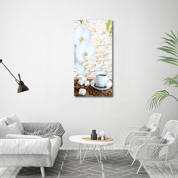 Glasbild vertikales Eine Tasse Kaffee