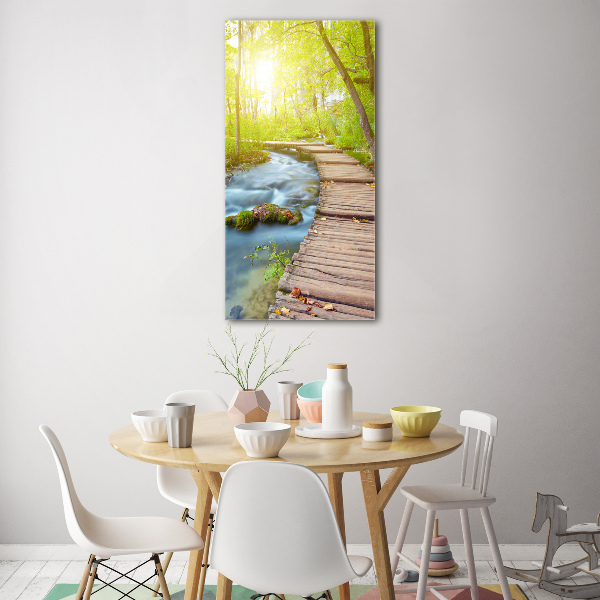 Bild aus glas vertikales Pfad im Wald