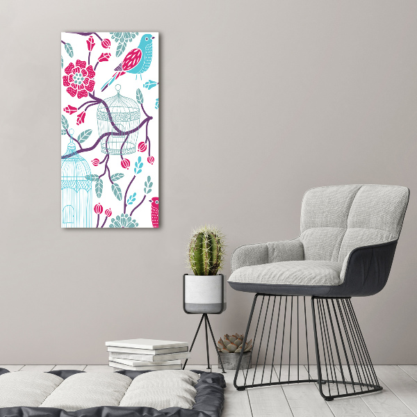 Glasbild vertikales Vogelkäfige