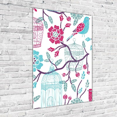Glasbild vertikales Vogelkäfige