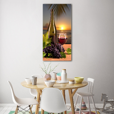 Bild aus glas vertikales Trauben und Wein