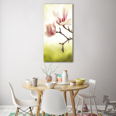 Glasbild vertikales Magnolienblüten