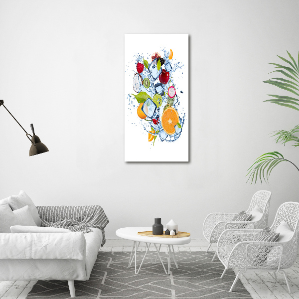 Glasbild vertikales Obst und Eis
