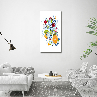 Glasbild vertikales Obst und Eis