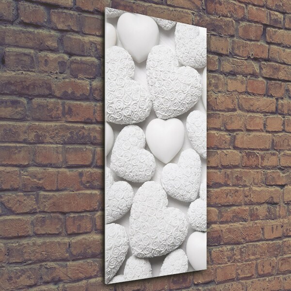 Bild aus glas vertikales Weißer Herz-Hintergrund