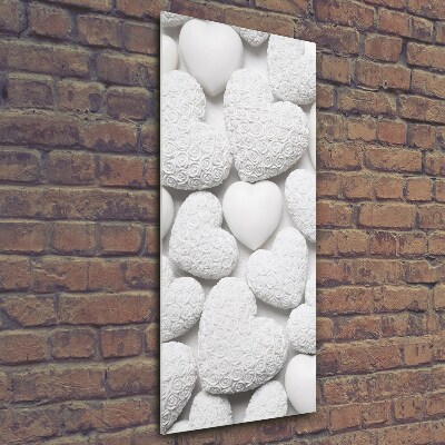 Bild aus glas vertikales Weißer Herz-Hintergrund