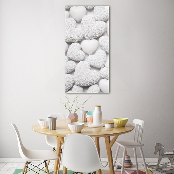 Bild aus glas vertikales Weißer Herz-Hintergrund