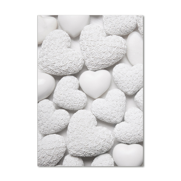 Bild aus glas vertikales Weißer Herz-Hintergrund