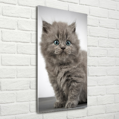 Glasbild vertikales Graue britische Katze