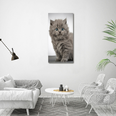 Glasbild vertikales Graue britische Katze