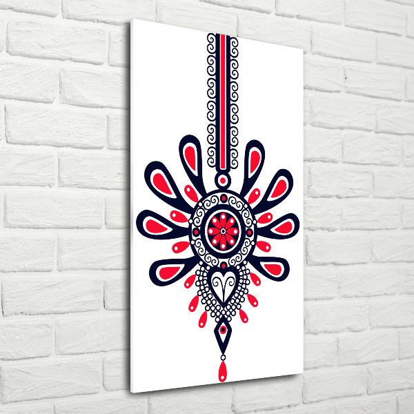 Glasbild vertikales Polnisches Volksmuster