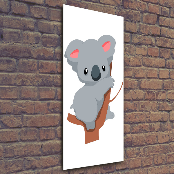 Glasbild vertikales Panda auf einem Baum