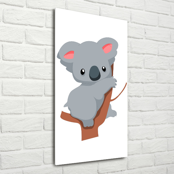 Glasbild vertikales Panda auf einem Baum