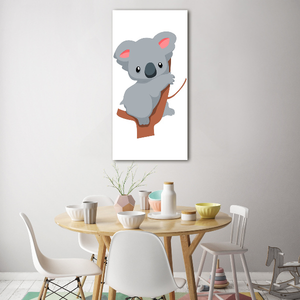 Glasbild vertikales Panda auf einem Baum