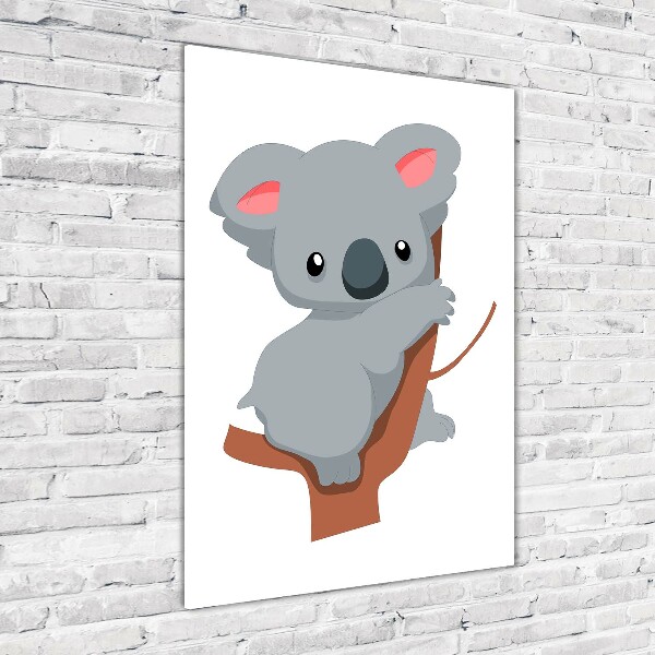 Glasbild vertikales Panda auf einem Baum