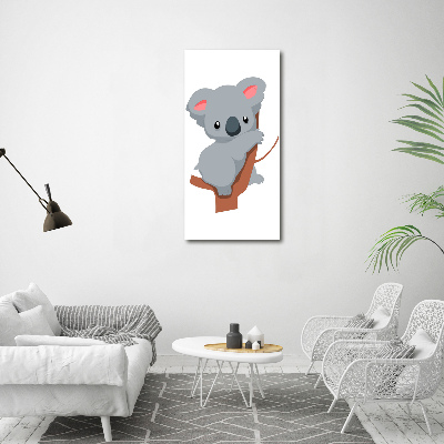 Glasbild vertikales Panda auf einem Baum