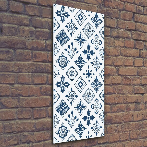 Glasbild vertikales Blumenmuster