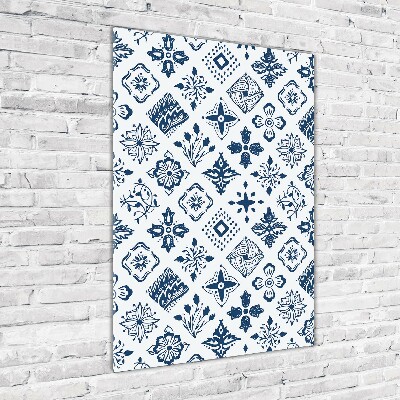 Glasbild vertikales Blumenmuster