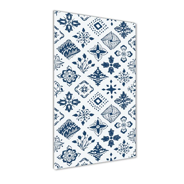 Glasbild vertikales Blumenmuster