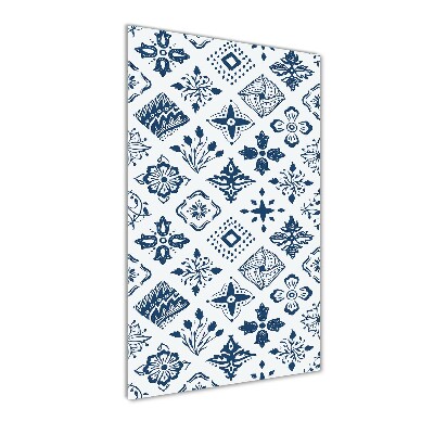 Glasbild vertikales Blumenmuster