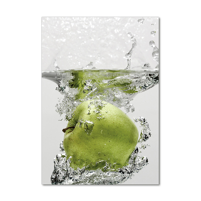 Bild aus glas vertikales Ein Apfel unter Wasser