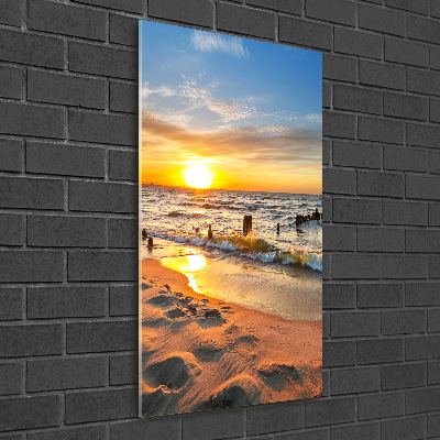 Foto auf glas vertikales Sonnenuntergang am Meer