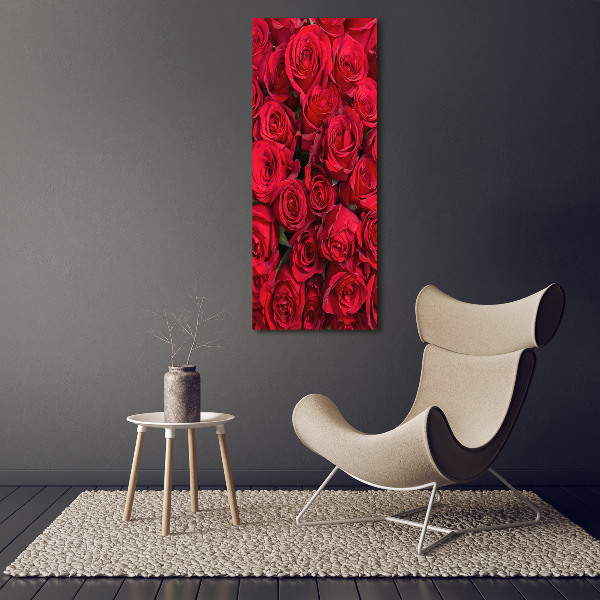 Glasbild vertikales Rote Rosen