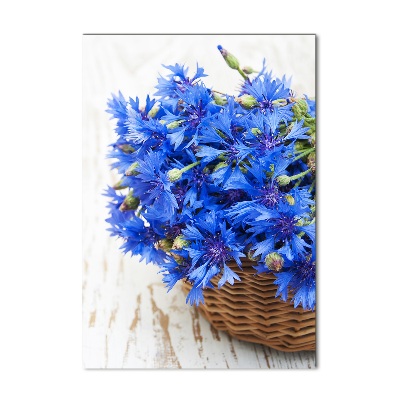 Bild aus glas vertikales Kornblumen in einem Korb