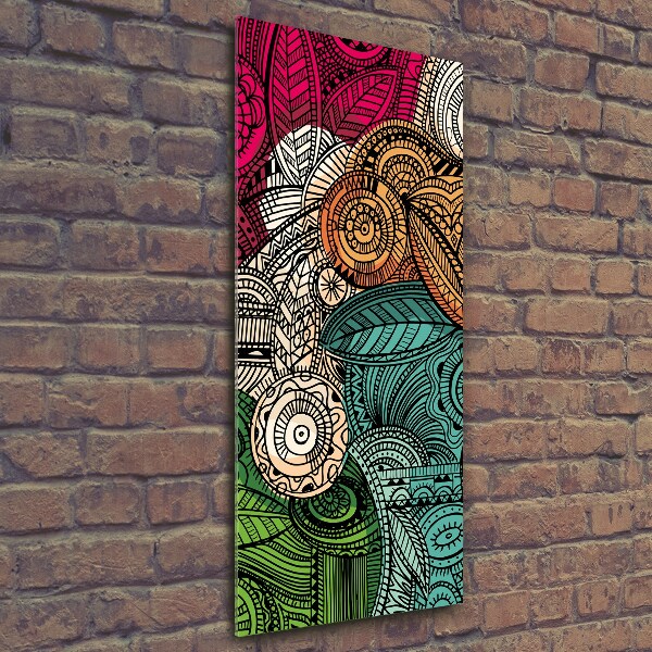 Glasbild vertikales Abstrakte Federn