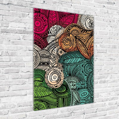 Glasbild vertikales Abstrakte Federn