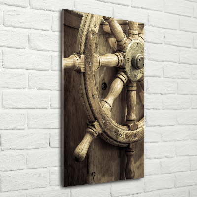 Glasbild vertikales Das Ruder einer Yacht