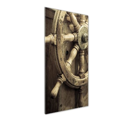 Glasbild vertikales Das Ruder einer Yacht