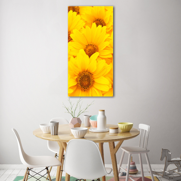 Bild aus glas vertikales Sonnenblumen